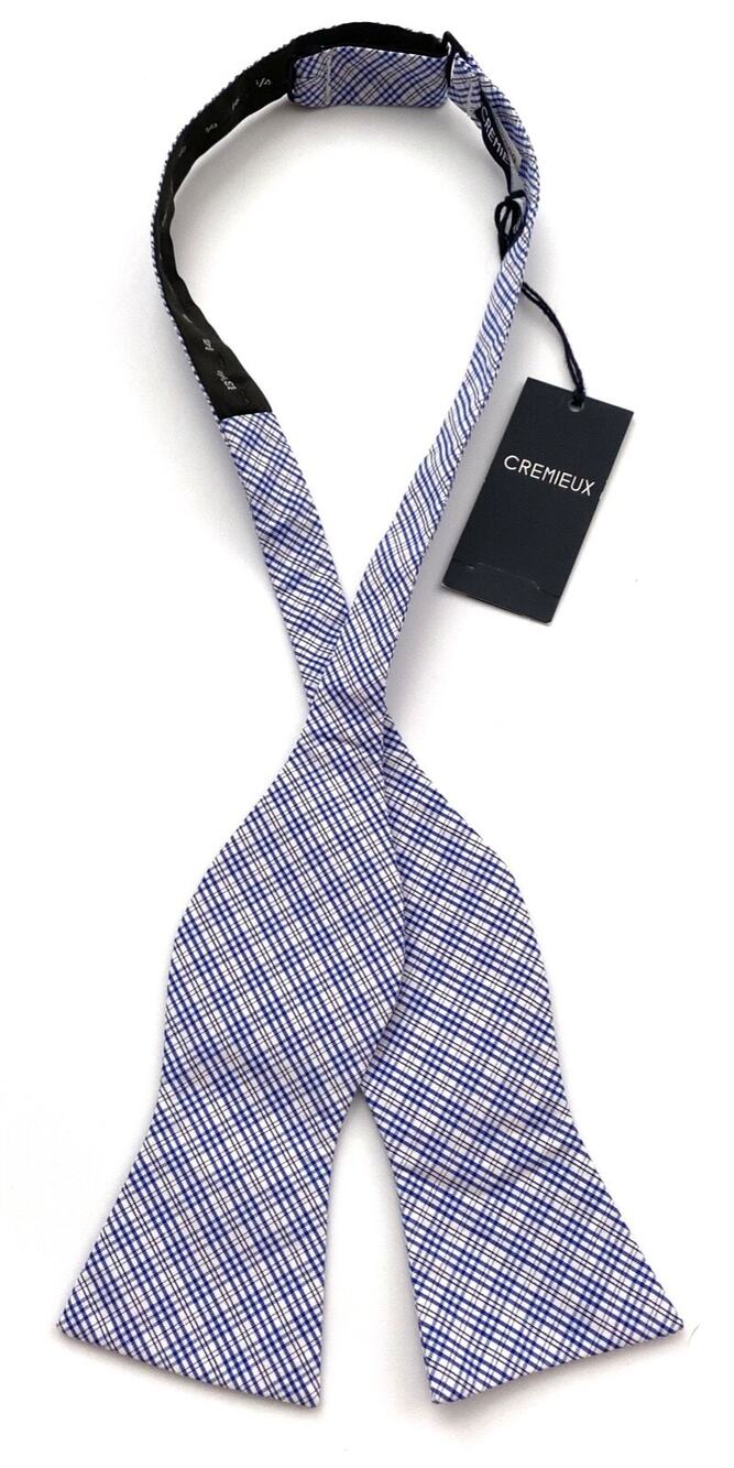Daniel Cremieux Nwt Blue White Striped Plaid Bowtie Bow Tie
